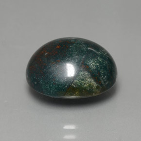 7.44 ct Green Bloodstone Stone, Natural Bloodstone in Oval Cabochon Shape for Sale