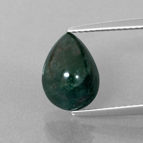 2.83 ct Green Bloodstone Gemstone, Bloodstone Gem in Pear Cabochon Shape for Sale.