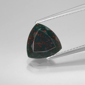 1.90 ct Green Bloodstone Gemstone, Bloodstone Gem in Trillion Facet Shape for Sale.