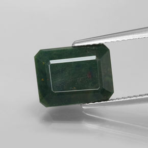 3.59 ct Green Bloodstone Gemstone, Bloodstone Gem in Octagon Facet Shape for Sale.