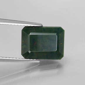 3.59 ct Green Bloodstone Stone, Natural Bloodstone in Octagon Facet Shape for Sale