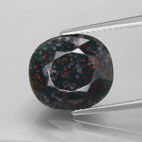 6.30 ct Green Bloodstone Gemstone, Bloodstone Gem in Oval Facet Shape for Sale.