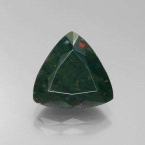 4.49 ct Green Bloodstone Gemstone, Bloodstone Gem in Trillion Facet Shape for Sale.