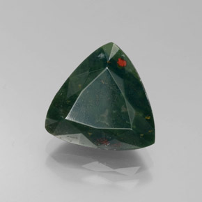 4.49 ct Green Bloodstone Stone, Natural Bloodstone in Trillion Facet Shape for Sale