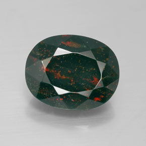 7.35 ct Green Bloodstone Gemstone, Bloodstone Gem in Oval Facet Shape for Sale.