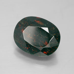 7.35 ct Green Bloodstone Stone, Natural Bloodstone in Oval Facet Shape for Sale
