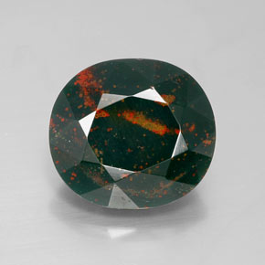 9.92 ct Green Bloodstone Gemstone, Bloodstone Gem in Oval Facet Shape for Sale.