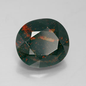 9.92 ct Green Bloodstone Stone, Natural Bloodstone in Oval Facet Shape for Sale