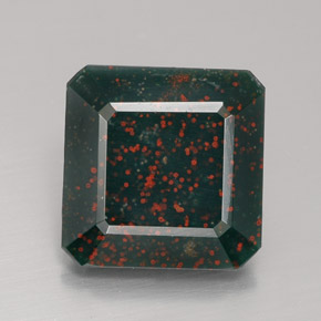 5.88 ct Green Bloodstone Gemstone, Bloodstone Gem in Octagon Facet Shape for Sale.