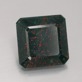 5.88 ct Green Bloodstone Stone, Natural Bloodstone in Octagon Facet Shape for Sale