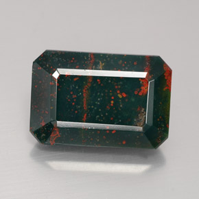 9.75 ct Green Bloodstone Gemstone, Bloodstone Gem in Octagon Facet Shape for Sale.