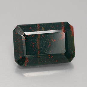 9.75 ct Green Bloodstone Stone, Natural Bloodstone in Octagon Facet Shape for Sale