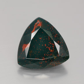 4.76 ct Green Bloodstone Gemstone, Bloodstone Gem in Trillion Facet Shape for Sale.