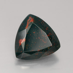 4.76 ct Green Bloodstone Stone, Natural Bloodstone in Trillion Facet Shape for Sale
