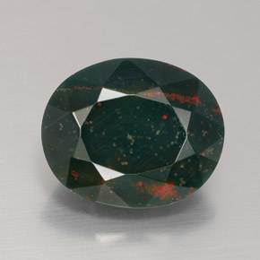 5.78 ct Green Bloodstone Gemstone, Bloodstone Gem in Oval Facet Shape for Sale.