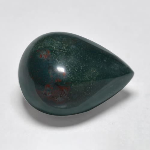 Bluish Green Bloodstone Gem - 11.3ct Pear Cabochon (ID: 408403)