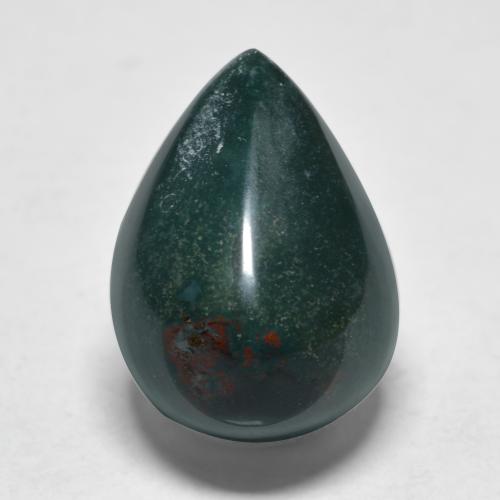 11.34 ct Green Bloodstone Stone, Natural Bloodstone in Pear Cabochon Shape for Sale