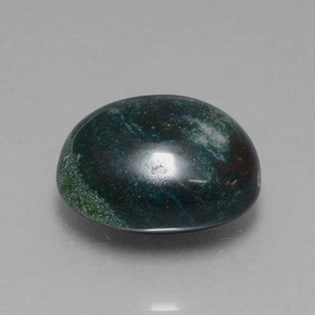 13.33 ct Green Bloodstone Stone, Natural Bloodstone in Oval Cabochon Shape for Sale