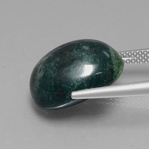 Bloodstone Gemstone in 15.9 x 13.4 mm Size for Sale, Bloodstone Stone in Forest Green Color