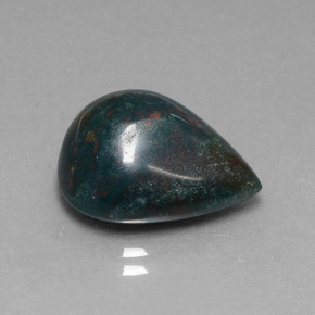 9.51 ct Green Bloodstone Stone, Natural Bloodstone in Pear Cabochon Shape for Sale