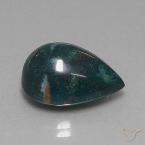 11.48 ct Green Bloodstone Stone, Natural Bloodstone in Pear Cabochon Shape for Sale