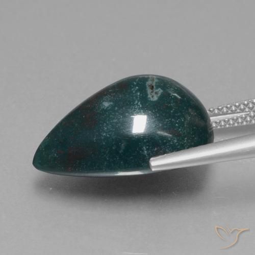 Bloodstone Gemstone in 17.6 x 12.3 mm Size for Sale, Bloodstone Stone in Bluish Green Color