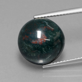 9.81 ct Green Bloodstone Gemstone, Bloodstone Gem in Round Cabochon Shape for Sale.