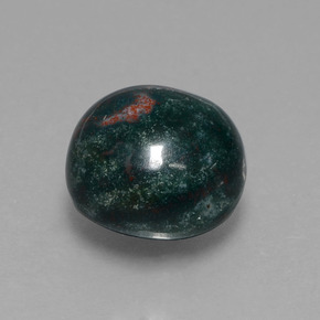 9.81 ct Green Bloodstone Stone, Natural Bloodstone in Round Cabochon Shape for Sale
