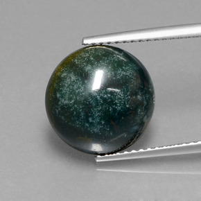 5.87 ct Green Bloodstone Gemstone, Bloodstone Gem in Round Cabochon Shape for Sale.