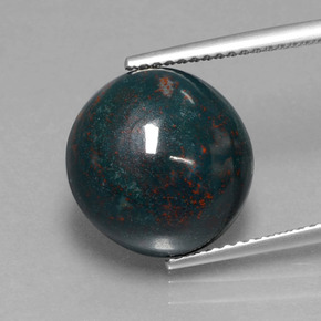 9.26 ct Green Bloodstone Gemstone, Bloodstone Gem in Round Cabochon Shape for Sale.