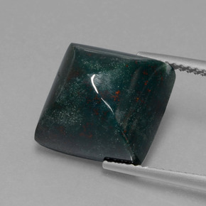 11.03 ct Green Bloodstone Gemstone, Bloodstone Gem in Square Cabochon Shape for Sale.