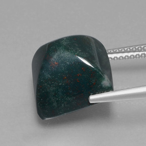 Bloodstone Gemstone in 12.3 x 12 mm Size for Sale, Bloodstone Stone in Spotted Green Color