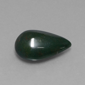 5.35 ct Green Bloodstone Stone, Natural Bloodstone in Pear Cabochon Shape for Sale