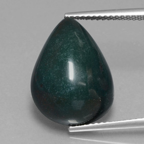 10.09 ct Green Bloodstone Gemstone, Bloodstone Gem in Pear Cabochon Shape for Sale.