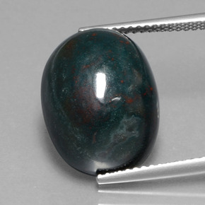 13.27 ct Green Bloodstone Gemstone, Bloodstone Gem in Oval Cabochon Shape for Sale.