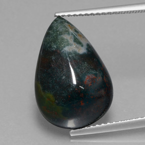 8.57 ct Green Bloodstone Gemstone, Bloodstone Gem in Pear Cabochon Shape for Sale.