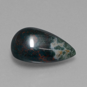 8.57 ct Green Bloodstone Stone, Natural Bloodstone in Pear Cabochon Shape for Sale