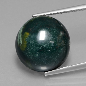 12.58 ct Green Bloodstone Gemstone, Bloodstone Gem in Round Cabochon Shape for Sale.