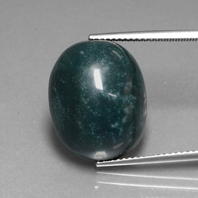 16.07 ct Green Bloodstone Gemstone, Bloodstone Gem in Oval Cabochon Shape for Sale.