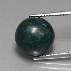 8.86 ct Green Bloodstone Gemstone, Bloodstone Gem in Round Cabochon Shape for Sale.
