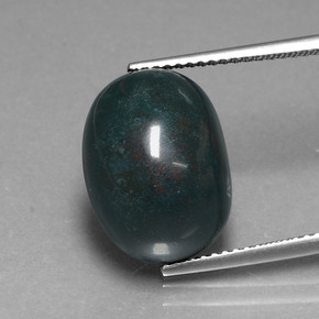 10.39 ct Green Bloodstone Gemstone, Bloodstone Gem in Oval Cabochon Shape for Sale.