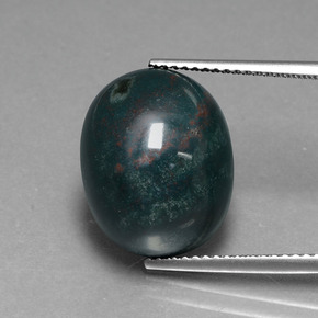 12.70 ct Green Bloodstone Gemstone, Bloodstone Gem in Oval Cabochon Shape for Sale.