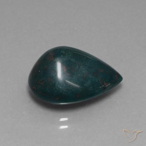 10.91 ct Green Bloodstone Stone, Natural Bloodstone in Pear Cabochon Shape for Sale