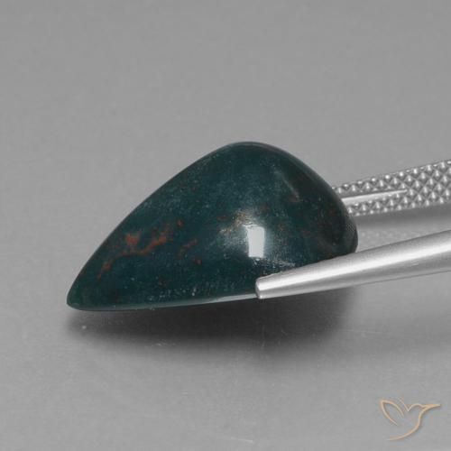 Bloodstone Gemstone in 17.7 x 14.1 mm Size for Sale, Bloodstone Stone in Medium Dark Green Color