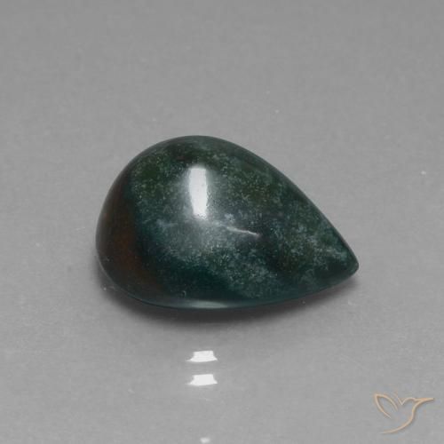 10.04 ct Green Bloodstone Stone, Natural Bloodstone in Pear Cabochon Shape for Sale
