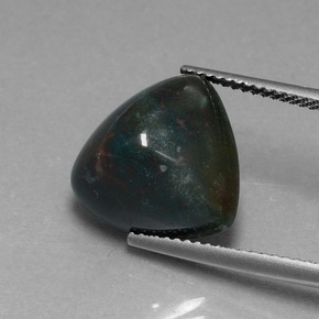 7.39 ct Green Bloodstone Gemstone, Bloodstone Gem in Trillion Cabochon Shape for Sale.