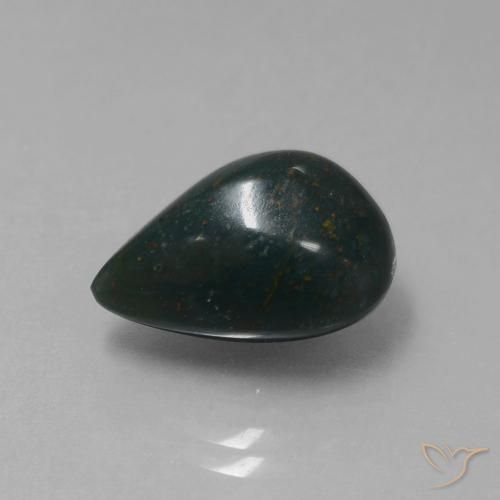 8.57 ct Green Bloodstone Stone, Natural Bloodstone in Pear Cabochon Shape for Sale