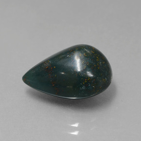 8.21 ct Green Bloodstone Stone, Natural Bloodstone in Pear Cabochon Shape for Sale