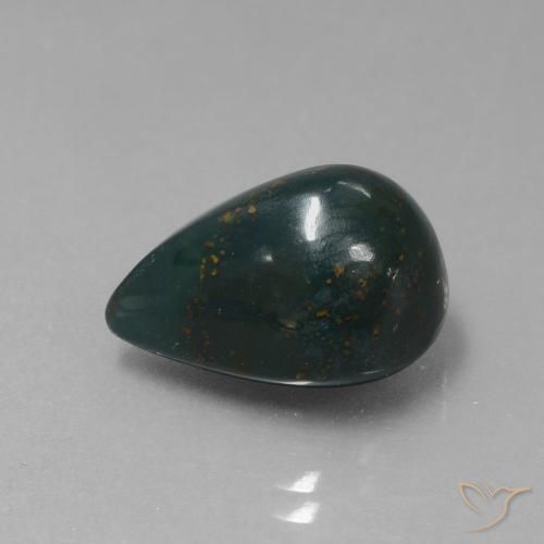 8.97 ct Green Bloodstone Stone, Natural Bloodstone in Pear Cabochon Shape for Sale