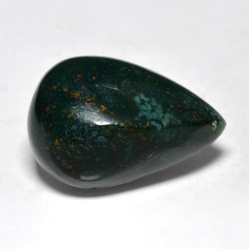 9.02 ct Green Bloodstone Stone, Natural Bloodstone in Pear Cabochon Shape for Sale